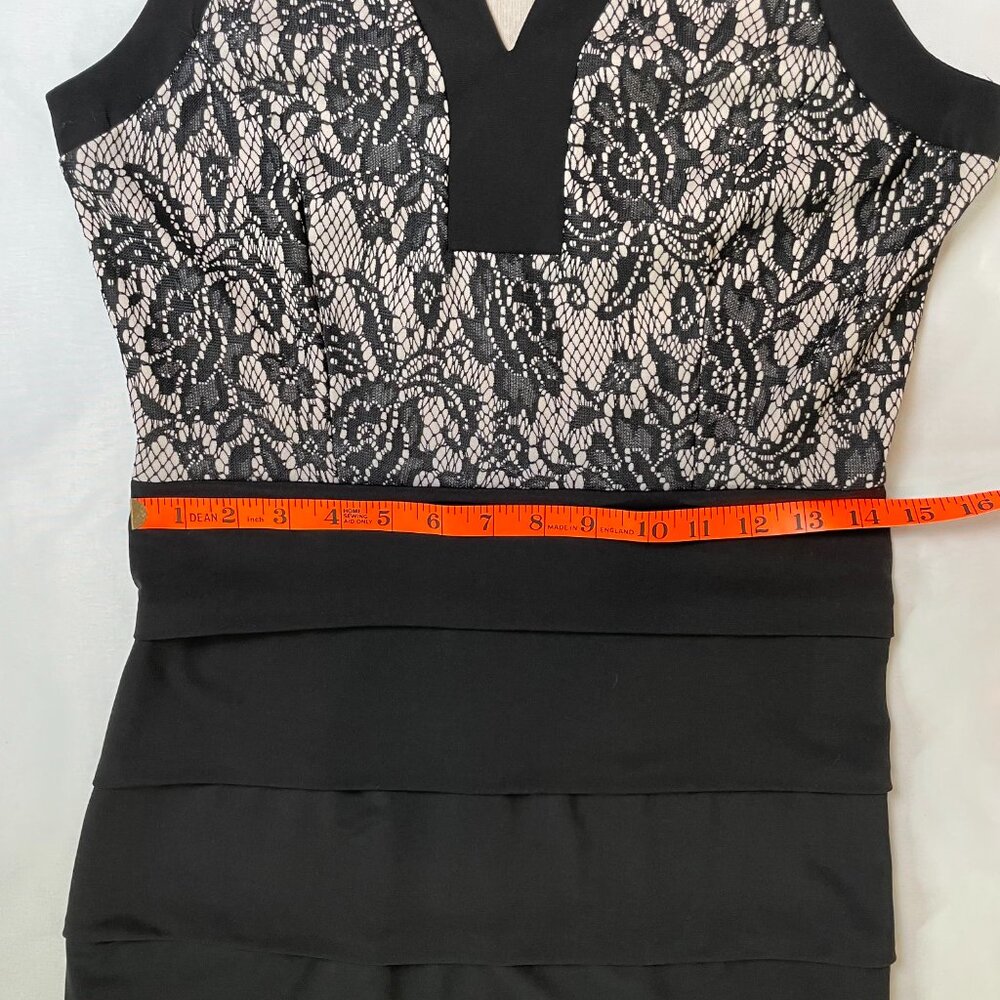 En Focus Studio Bodycon Dress Black Bandage Style Lace Overlay Mini Size 8 - Picture 4 of 7